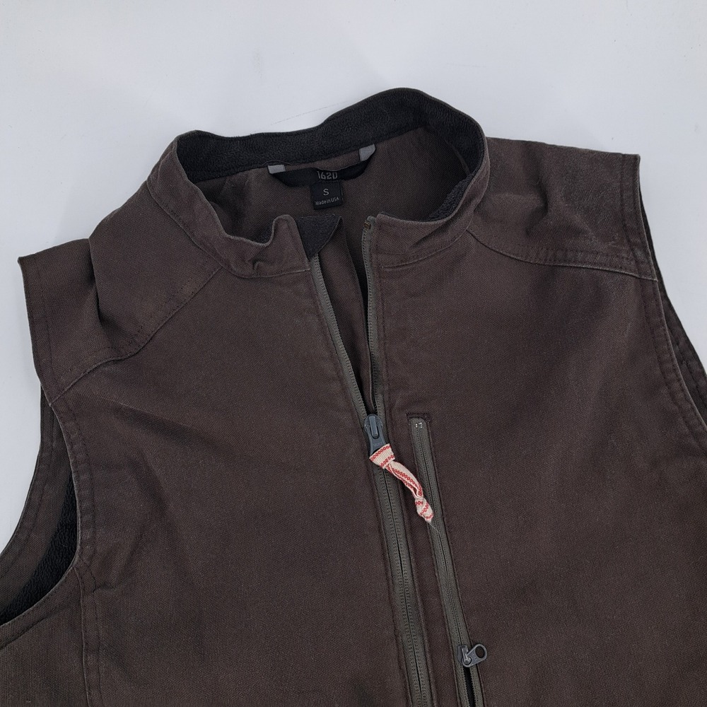 1620 Workwear Cordura Canvas Vest Mens Small Cotton Spandex Brown Full Zip USA